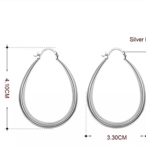 NEW S925 STERLING SILVER OVAL HOOP EARRINGS, NICE EARRINGS, CUTE EARRINGS. - Picture 4 of 4